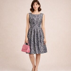 Kate Spade Deanna Grey Leopard Print Silk Dress Size 4